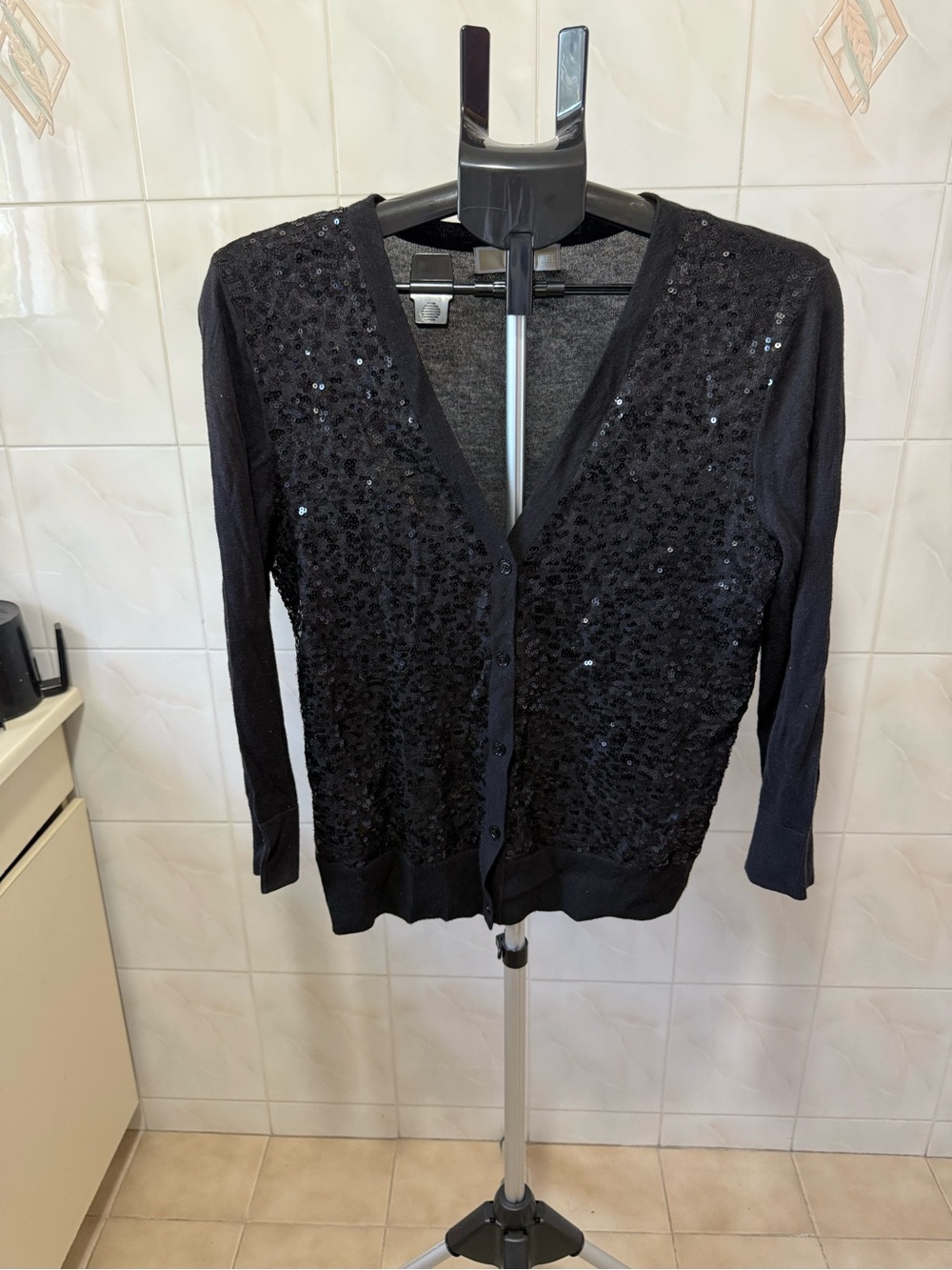 Michael Kors Black Sequin V-Neck Cardigan